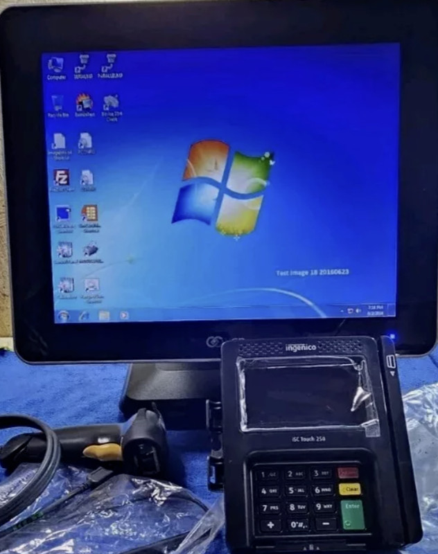 NCR Touchscreen POS Retail System Register Set, Printer, Scanner, Drawer, Screen