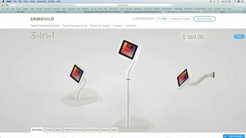 Armodilo iPad Tablet Display Kiosk Enclosure Floor/Wall/Table Top Stand 3-in-1 gallery