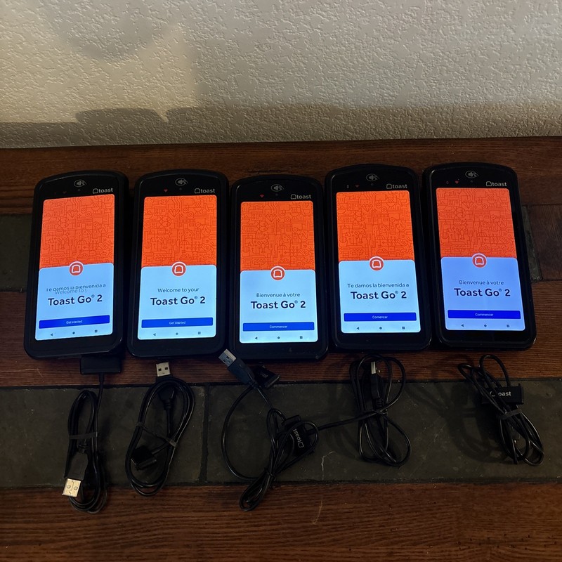Lot of 5 Toast Go 2 Handheld POS Tablets TG200 with Chargers