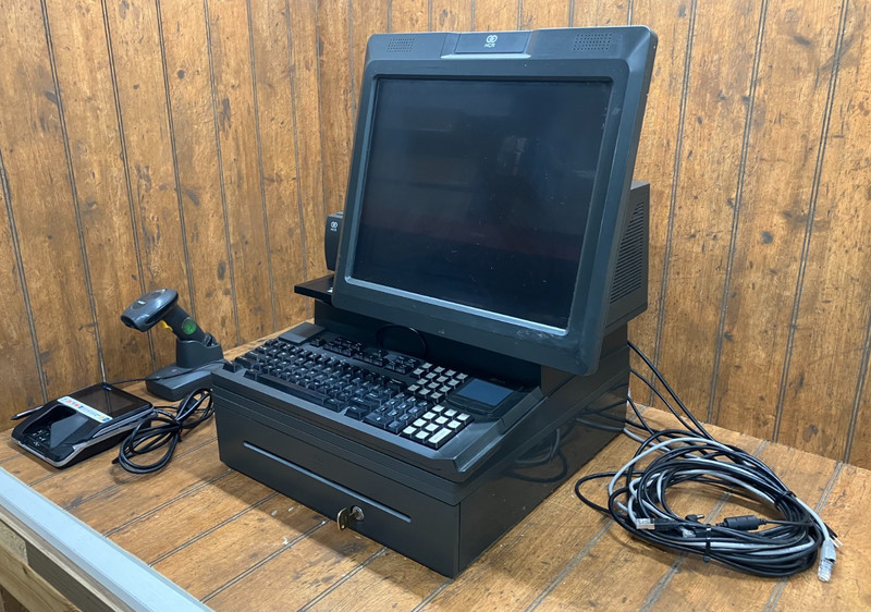 NCR Real POS 7616 w/ Monitor Keyboard Printer Scanner Card Reader Cash Drawer #4