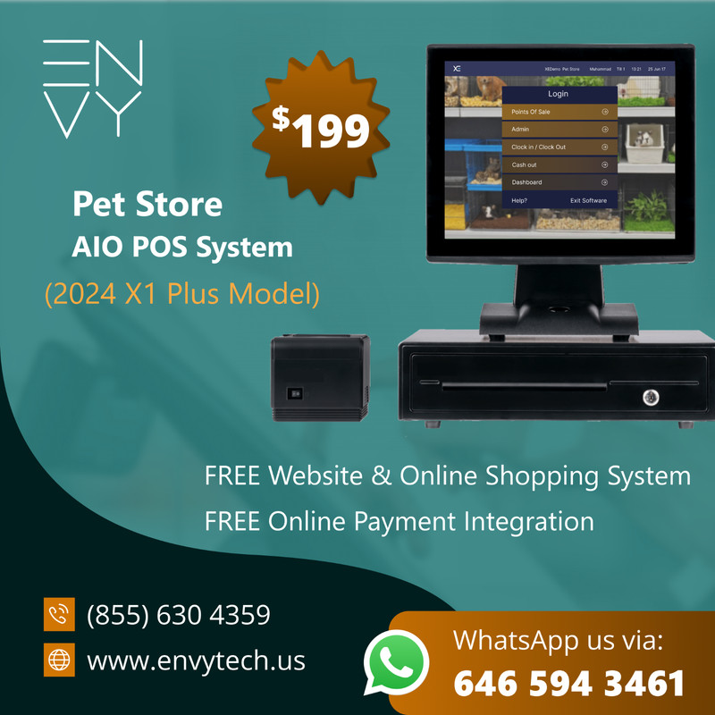 15" Touchscreen POS Cash Register Till System For Pet Stores