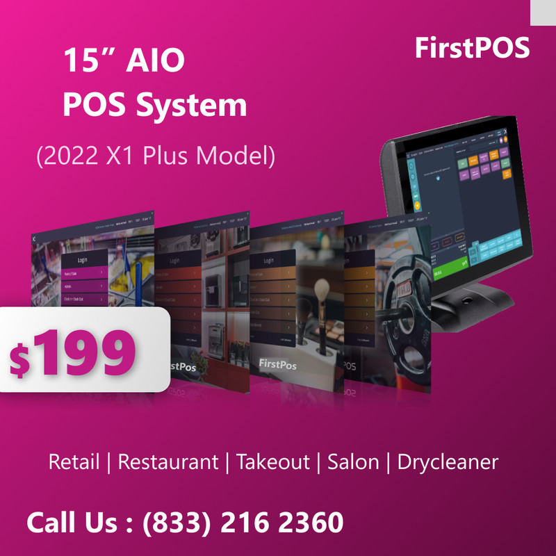 15″ All in One Touchscreen Cash Register Till System For Retail Takeout Salon