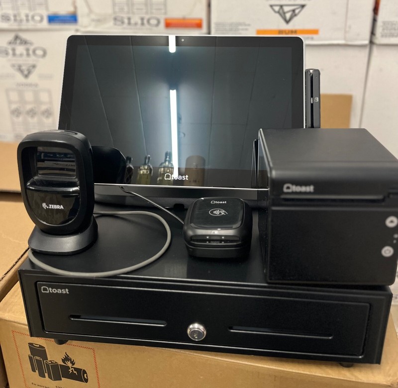 TOAST POS System - complete system 4 registers, 2 handhelds, 3 kitchen printers