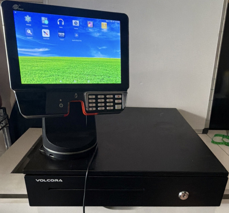 Volcora POS Touchscreen Terminal w/ Keypad Stand + Cash Drawer, Black