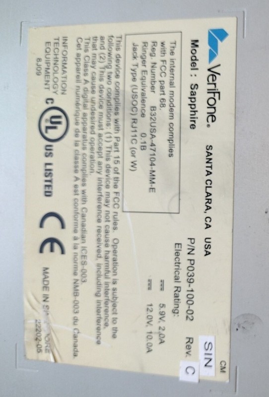 Verifone Sapphire Terminal Power Adapter P039-100-02 - Used, 30 Day Wty (F2) gallery