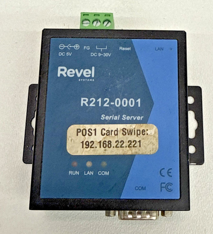 Revel System Serial Server R212-0001 POS Barcode Scanner Working Cond. Unknown