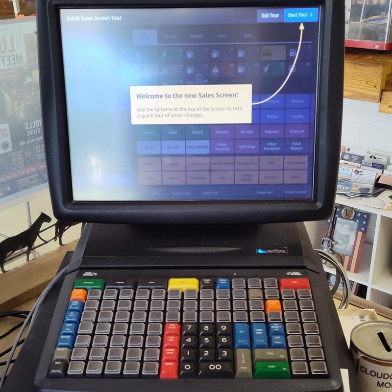 VeriFone POS System for Retail with Color Keyboard and Touchscreen Monitor