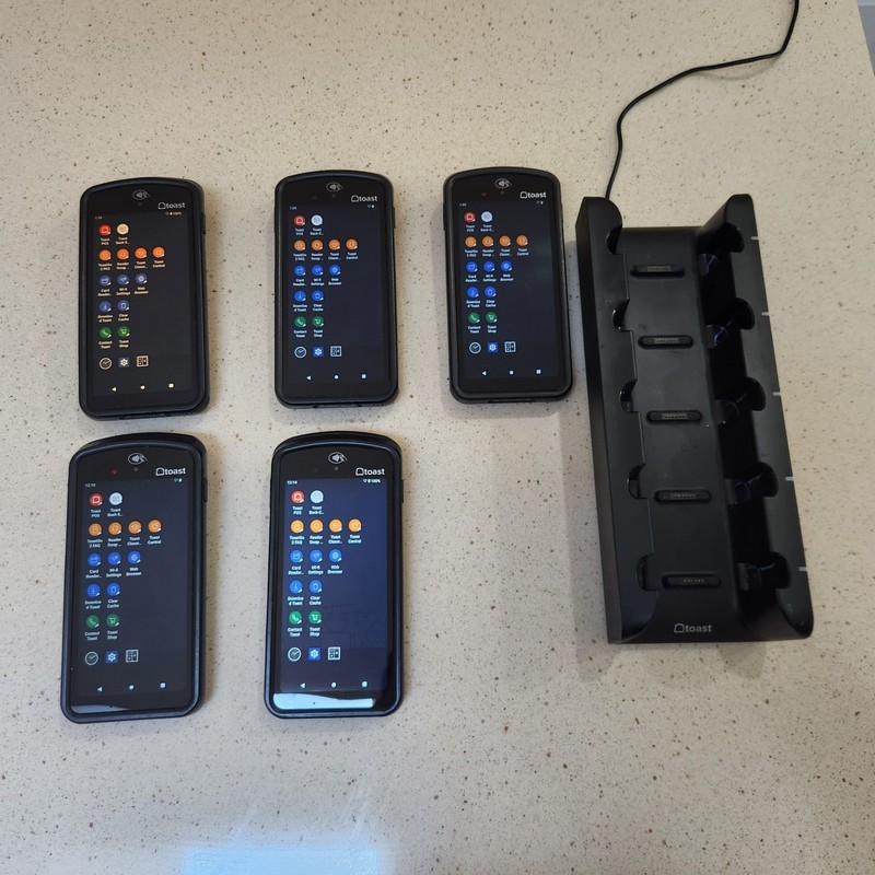 Lot of 5 Toast Go 2 Handheld POS Tablets TG200 with DTC200 Charging Dock (READ) gallery