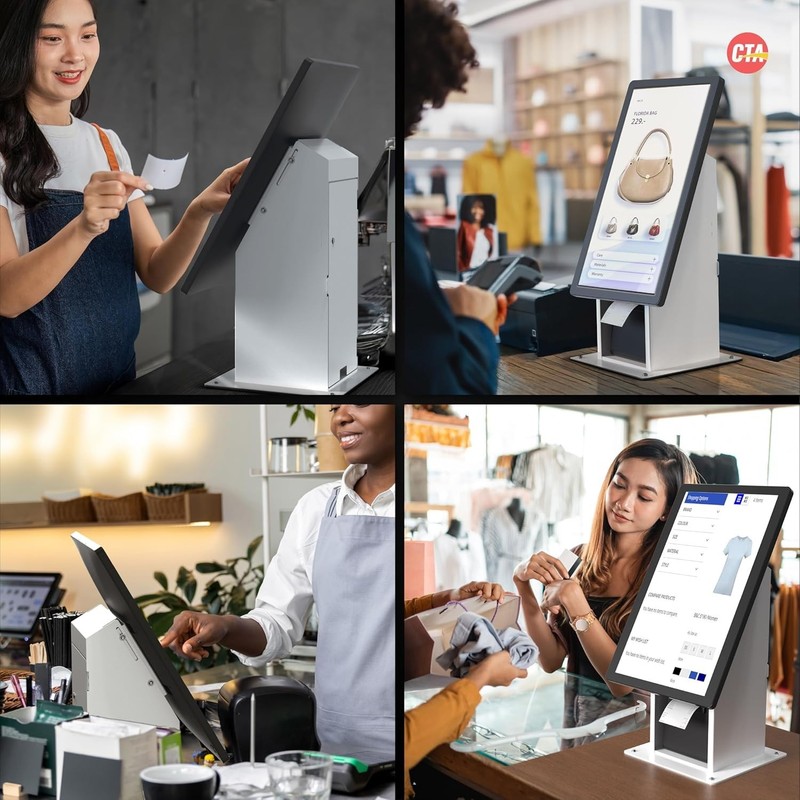 Self Service Kiosk POS Stand - CTA POS Kiosk with CPU & Printer Compartments for gallery
