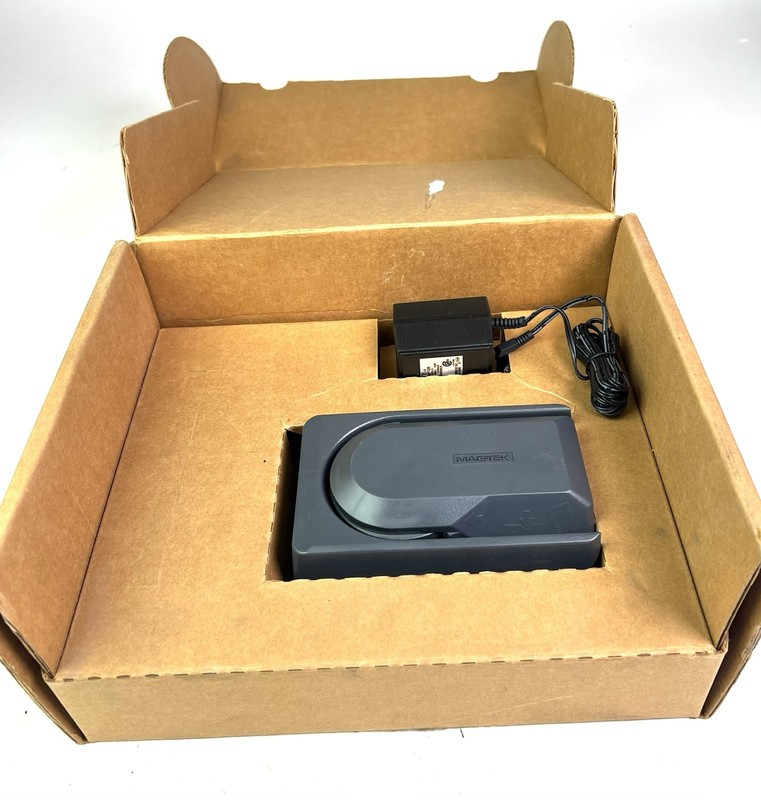 Magtek MICR MINI RS232 XT/PS2 Check Reader W AC Adapter P/N 22522003 – Dark Grey