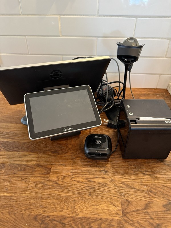 Toast Flex POS: Dual Screen, Card Reader, Printer, Power Supply. gallery