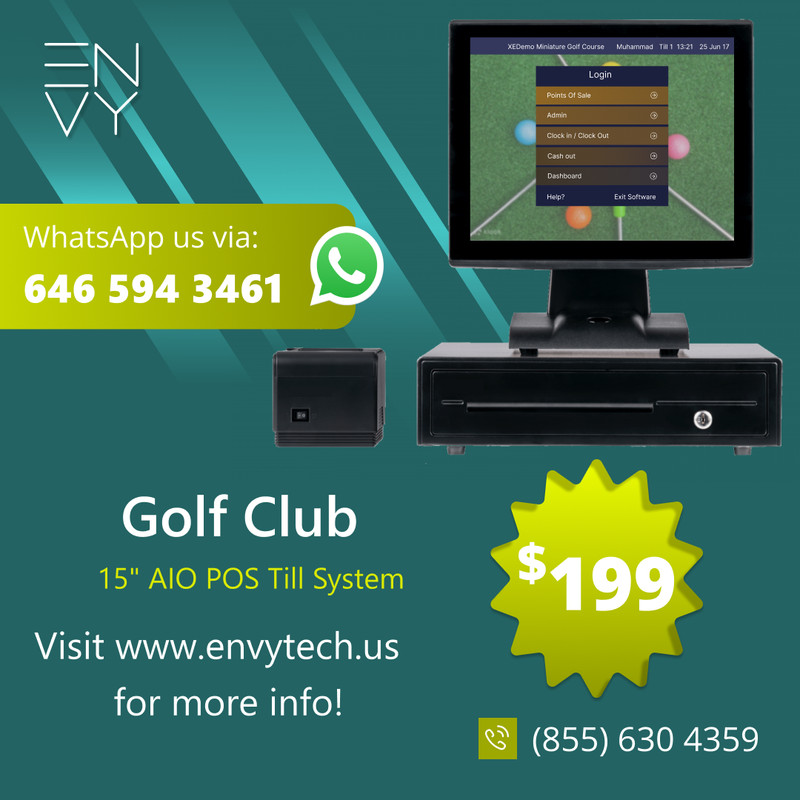 15″ Touchscreen POS Cash Register Till System For Golf Clubs