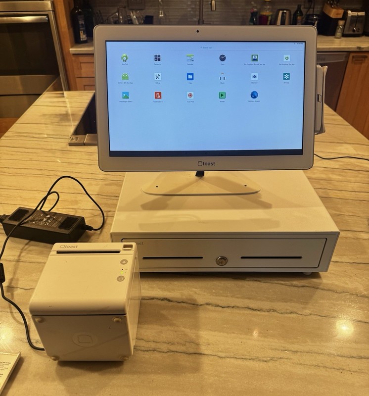 Toast POS System Bundle: White Touchscreen Terminal, TP200W Printer, Cash Drawer