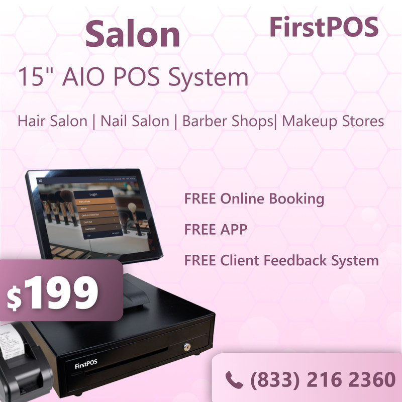 15» Touchscreen POS Cash Register Till System Salon Makeup Stores Beauty & Spa